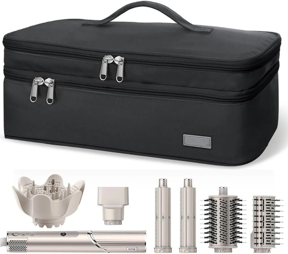 Cruise Essentials 2025 Hair Tools Travel Bag Compatible for Shark Flex Style Dyson Airwrap, Hair Dryer Storage Travel Case, Haircare Accessories Organizer Double Layer Design & Shock Absorption