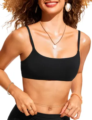 CRZ YOGA Womens Bikini Top A-C Adjustable Spaghetti Straps Bathing Suit Scoop Neck Padded Swimsuit Bra