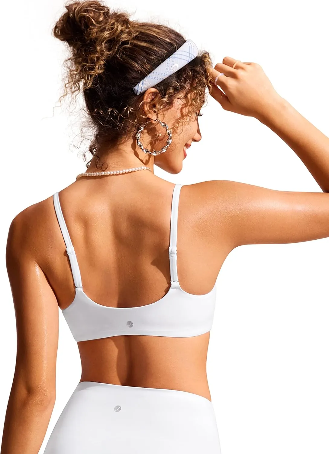 CRZ YOGA Womens Bikini Top A-C Adjustable Spaghetti Straps Bathing Suit Scoop Neck Padded Swimsuit Bra