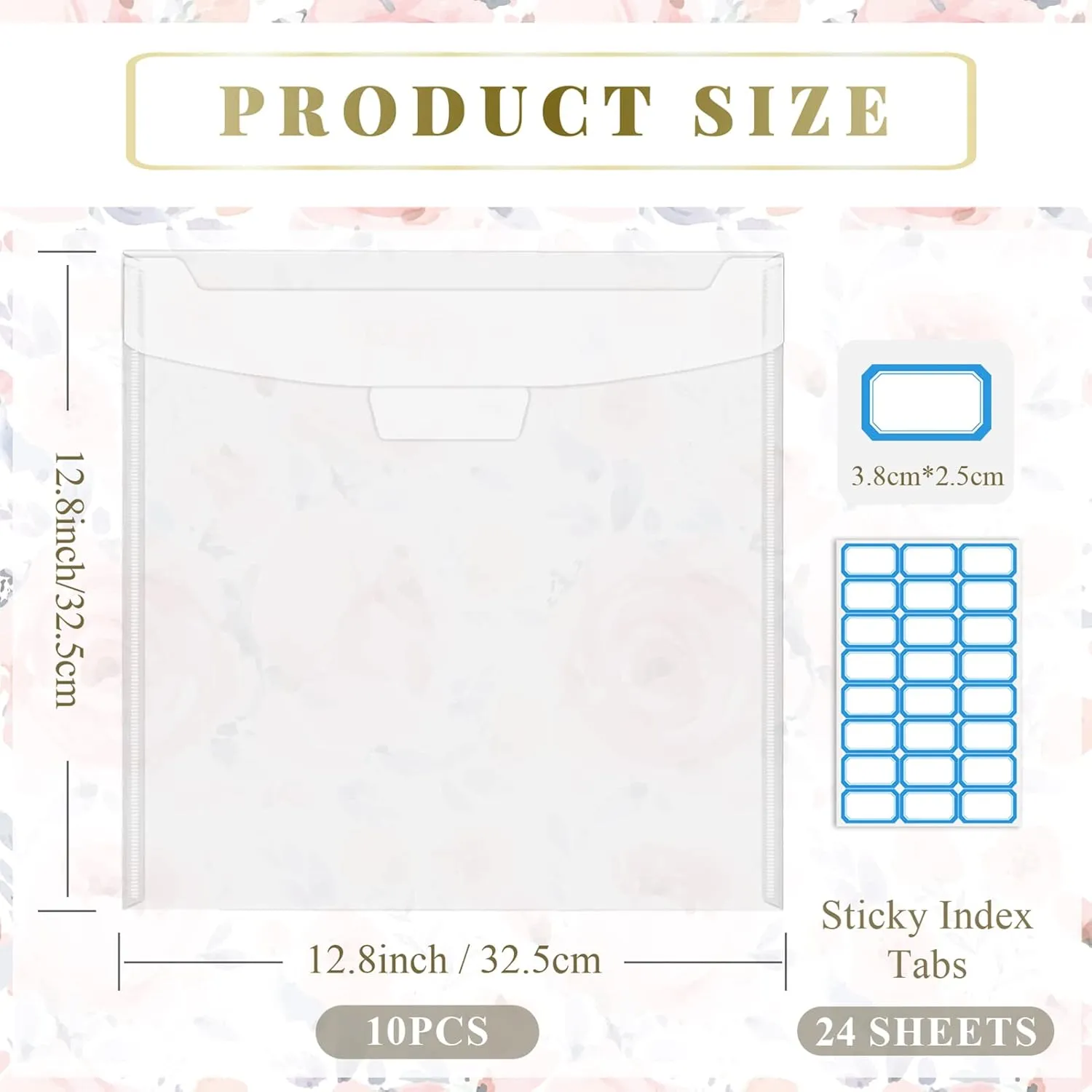 Csyidio 10 PCS 12 x 12 Inch Scrapbook Paper Storage Organizer with Label Stickers, Clear Paper Storage Bag for Holding Scrapbook Paper Pad, Vinyl Paper, Photos and Paper File Enclosed Storage
