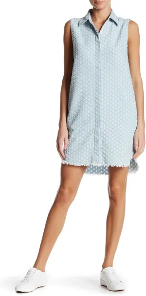 Current/Elliott The Sage Frayed Hem Shirtdress, Earthwind Blue -Size 0 XS