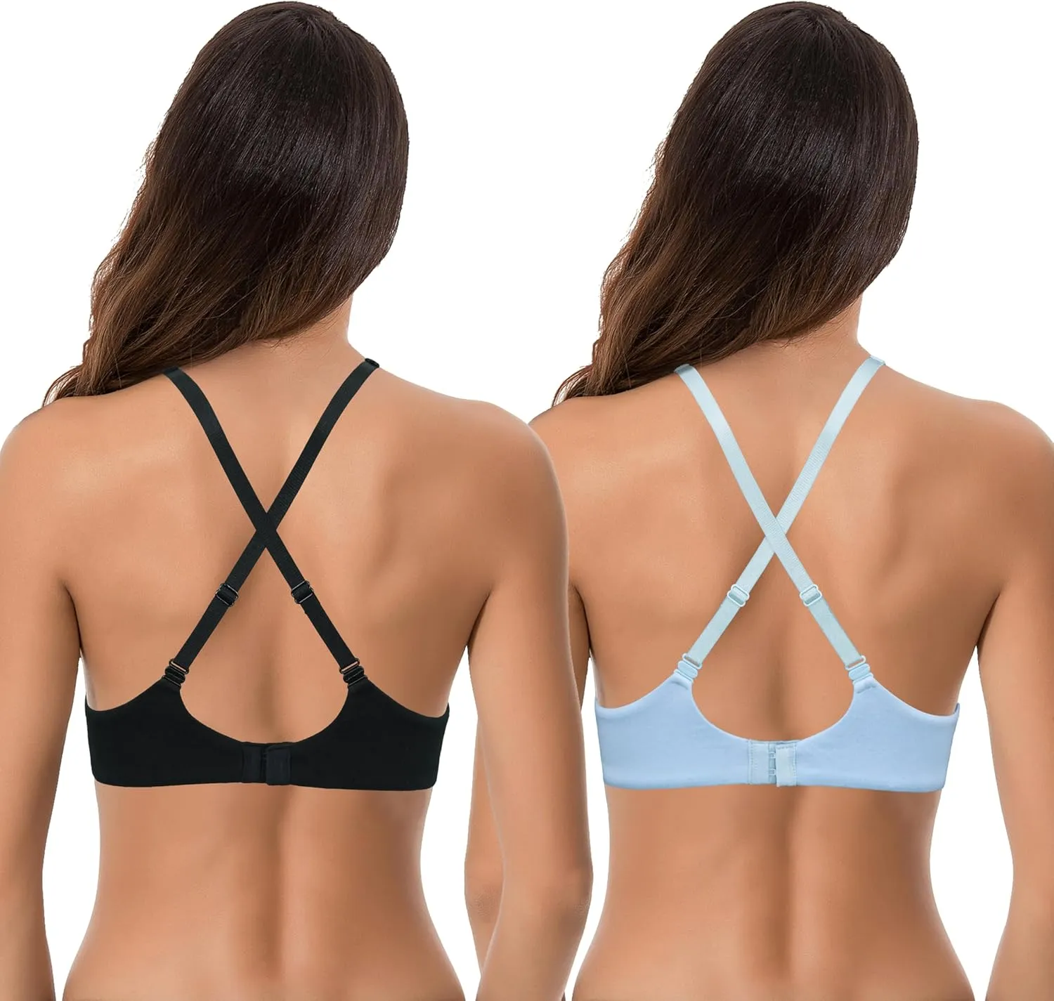 Curve Muse Women's Plus Size Add 1 and a Half Cup Push Up Convertible Lace Bras