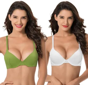 Curve Muse Women's Plus Size Padded Underwire Convertible Full Coverage Bra