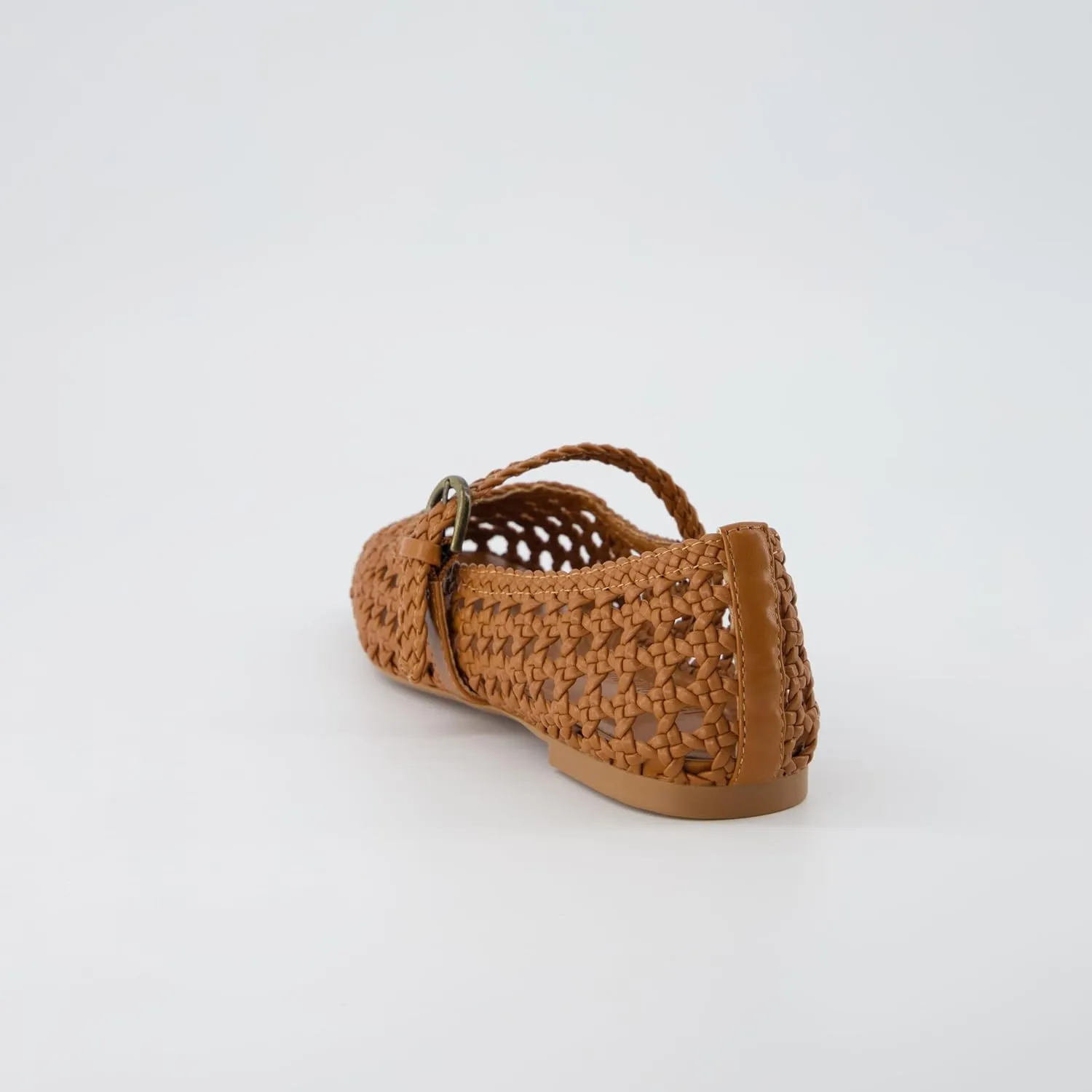 CUSHIONAIRE Weston Women’s Hand Woven Dressy Ballet Flats – Faux Leather Mary Jane with Adjustable Strap & Memory Foam
