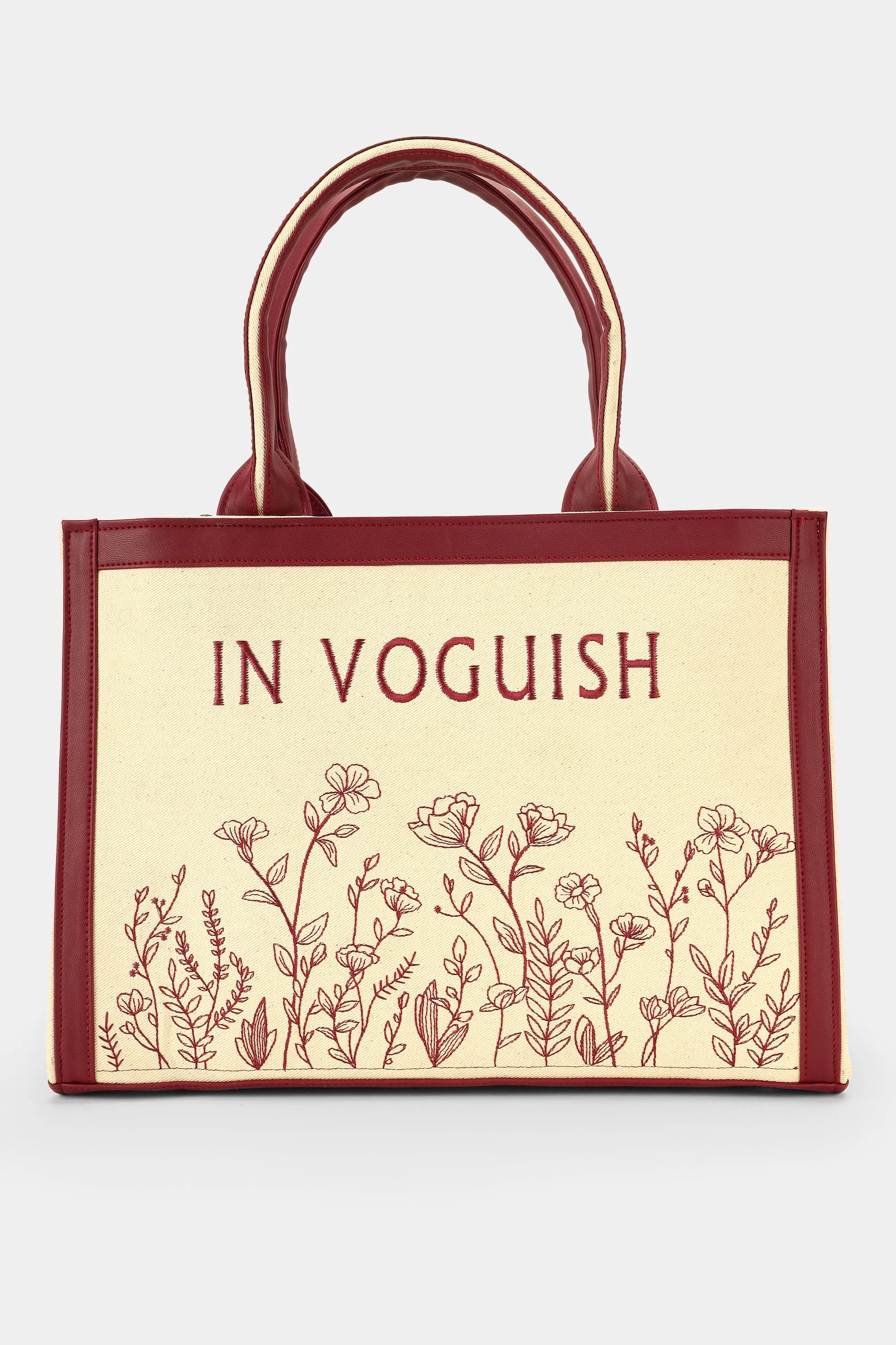 Customized Canvas Denim Embroidered Floral Garden Tote Bag
