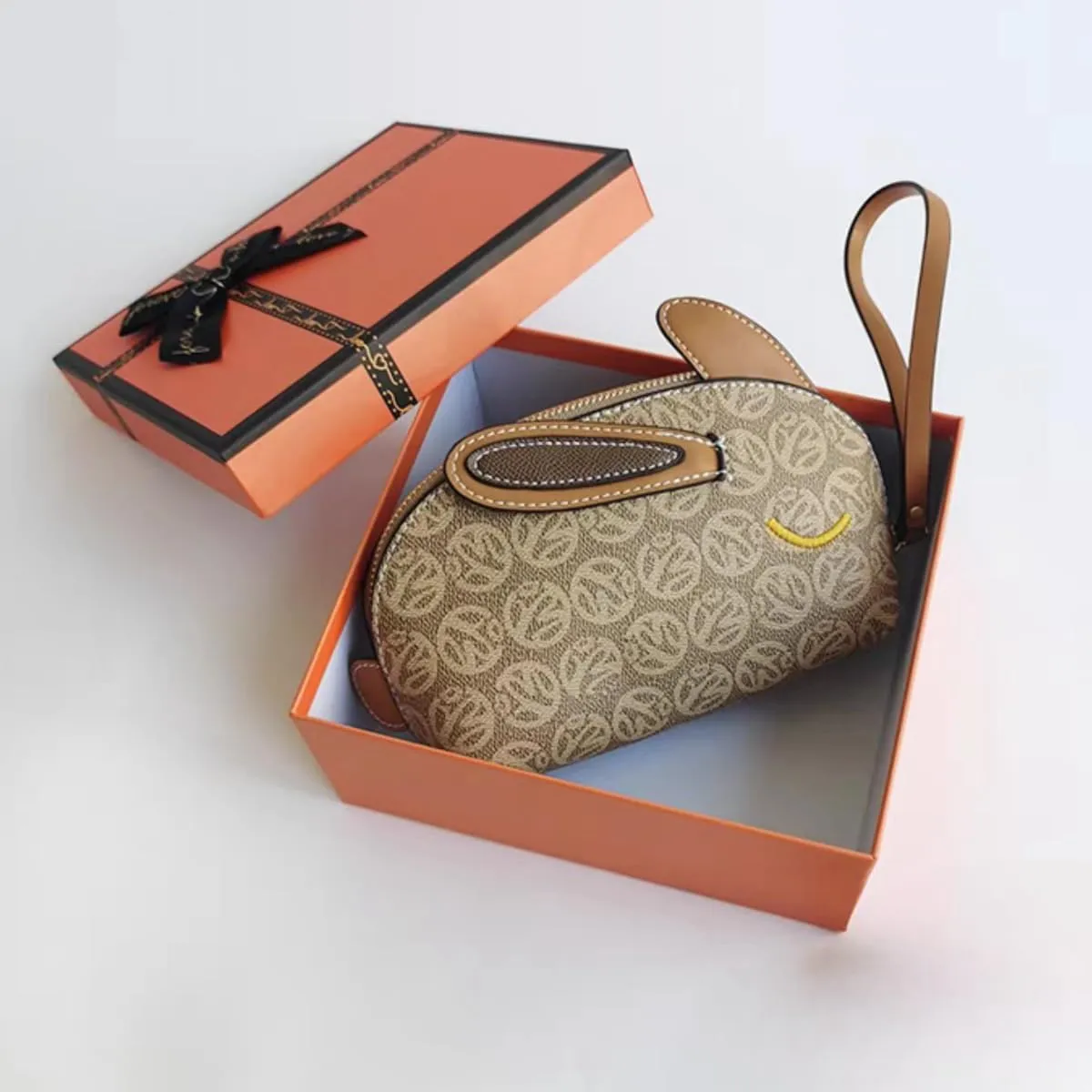 Cute Bunny Wristlet Handbag Small Chic Fashion Clutch Purse for Women Kawaii PU Leather Fashion Trendy Travel Pouch