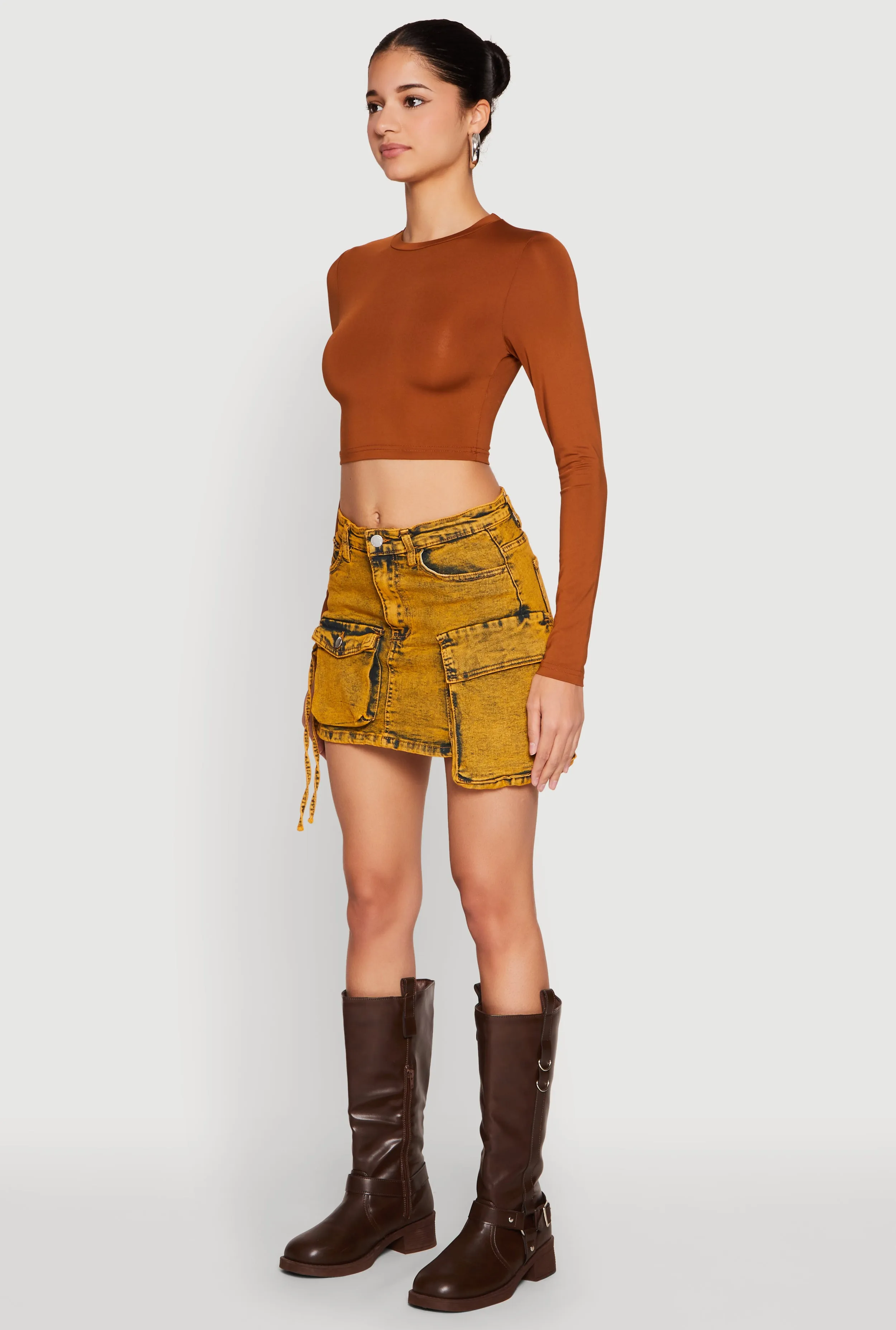 Daisy Mineral Wash Cargo Denim Skirt