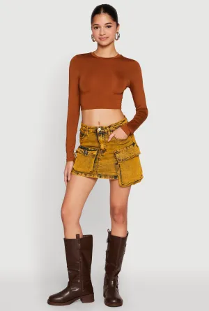 Daisy Mineral Wash Cargo Denim Skirt