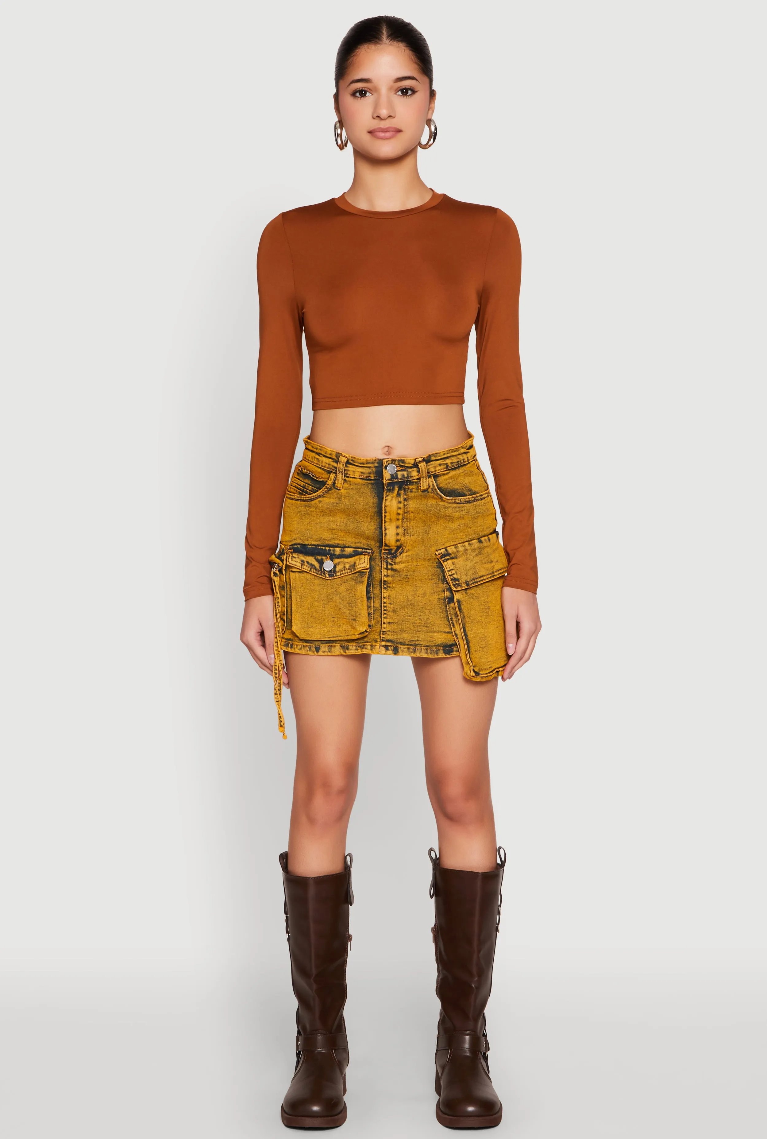 Daisy Mineral Wash Cargo Denim Skirt