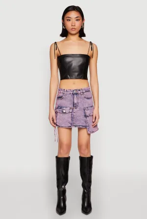 Daisy Mineral Wash Cargo Denim Skirt
