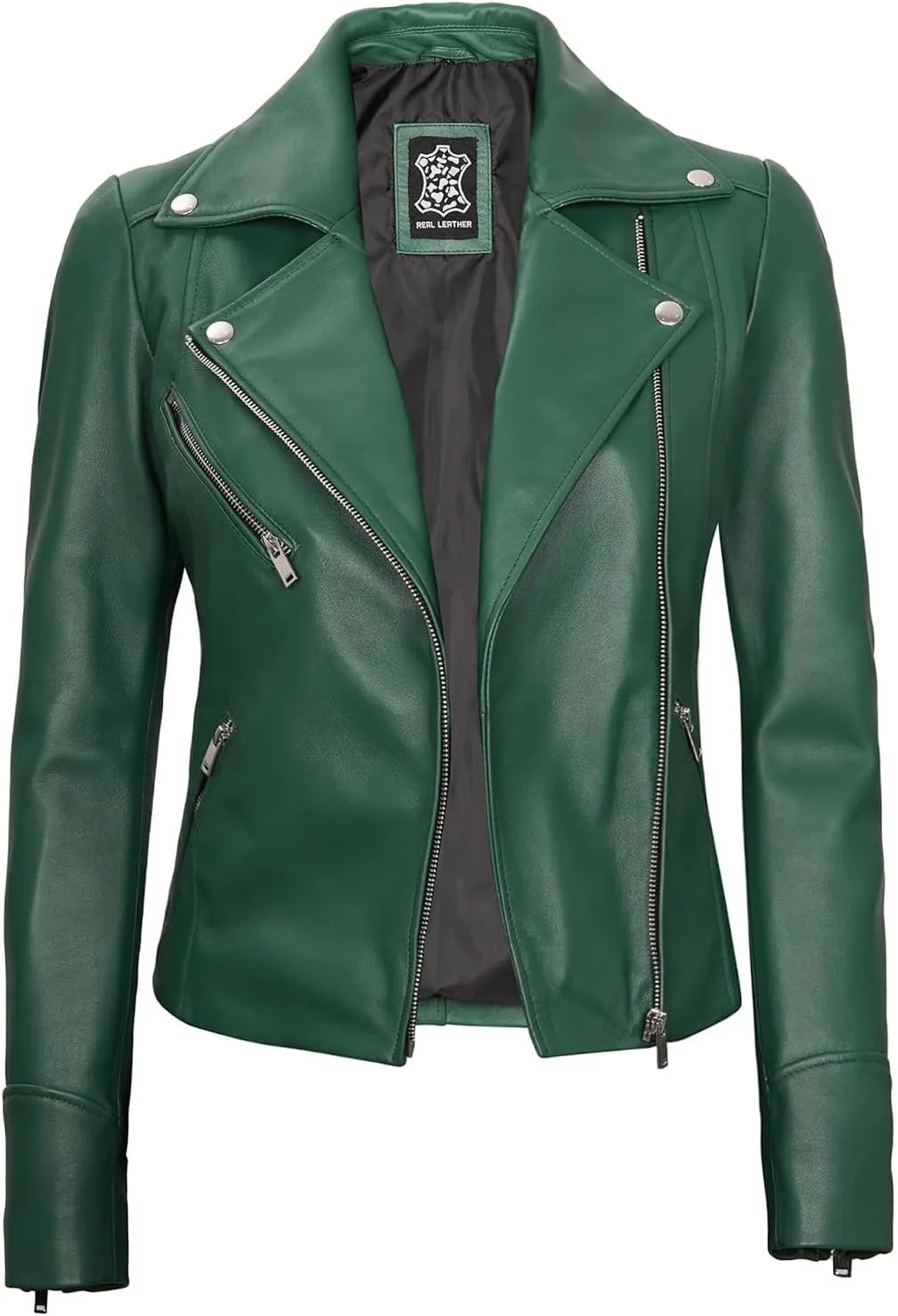 Decrum Asymmetrical Real Leather Jacket Women – Trendy Fashion Lambskin Womens Leather Jacket