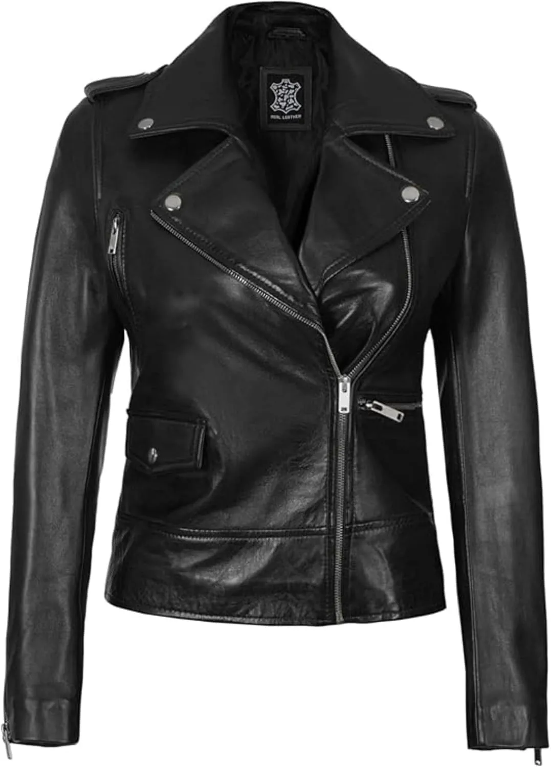 Decrum Asymmetrical Real Leather Jacket Women – Trendy Fashion Lambskin Womens Leather Jacket