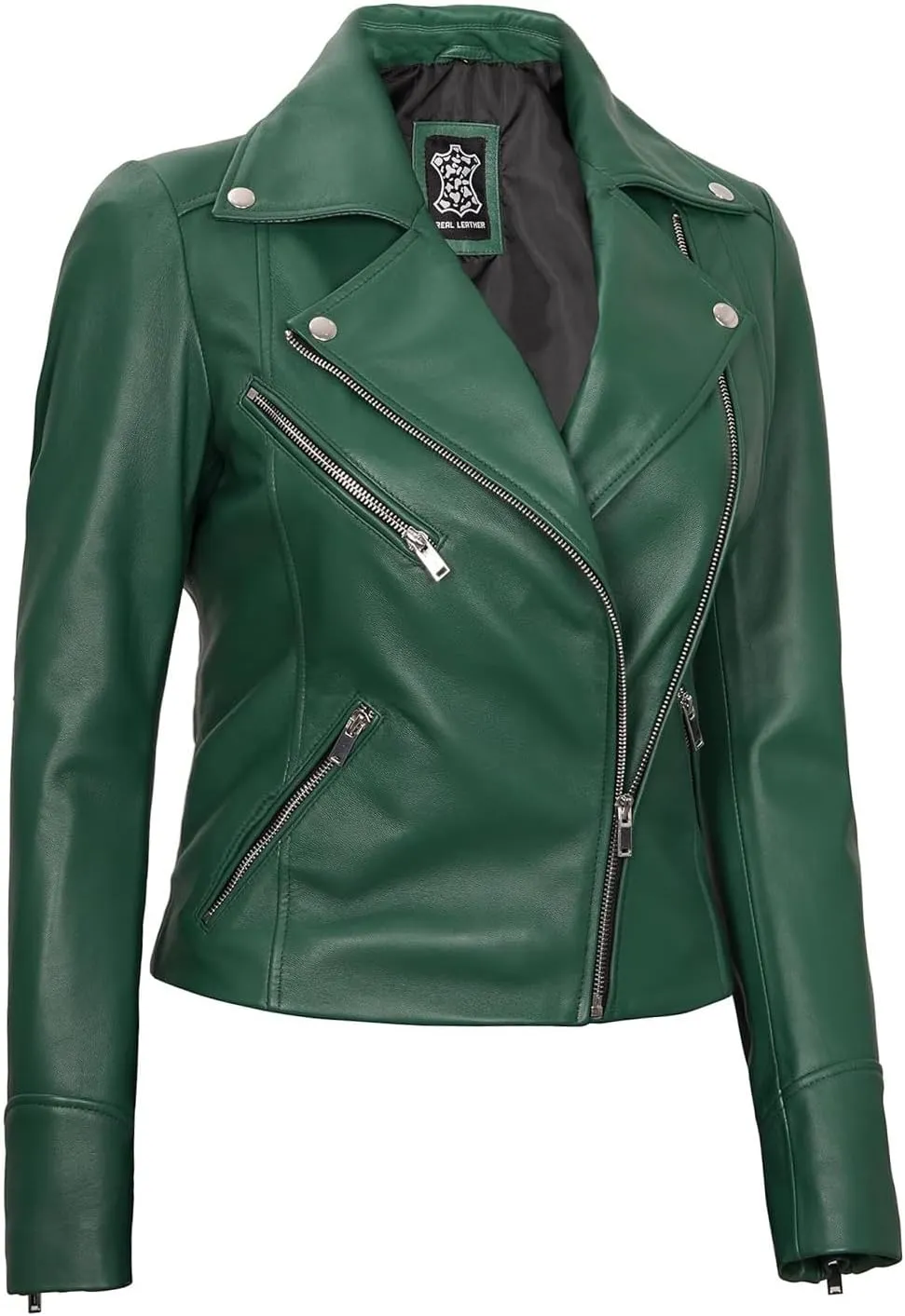 Decrum Asymmetrical Real Leather Jacket Women – Trendy Fashion Lambskin Womens Leather Jacket