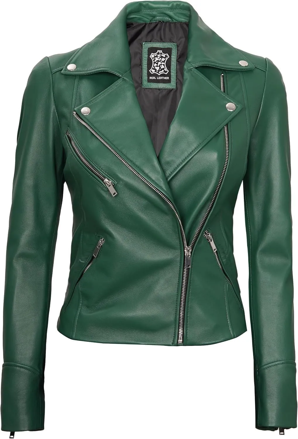 Decrum Asymmetrical Real Leather Jacket Women – Trendy Fashion Lambskin Womens Leather Jacket