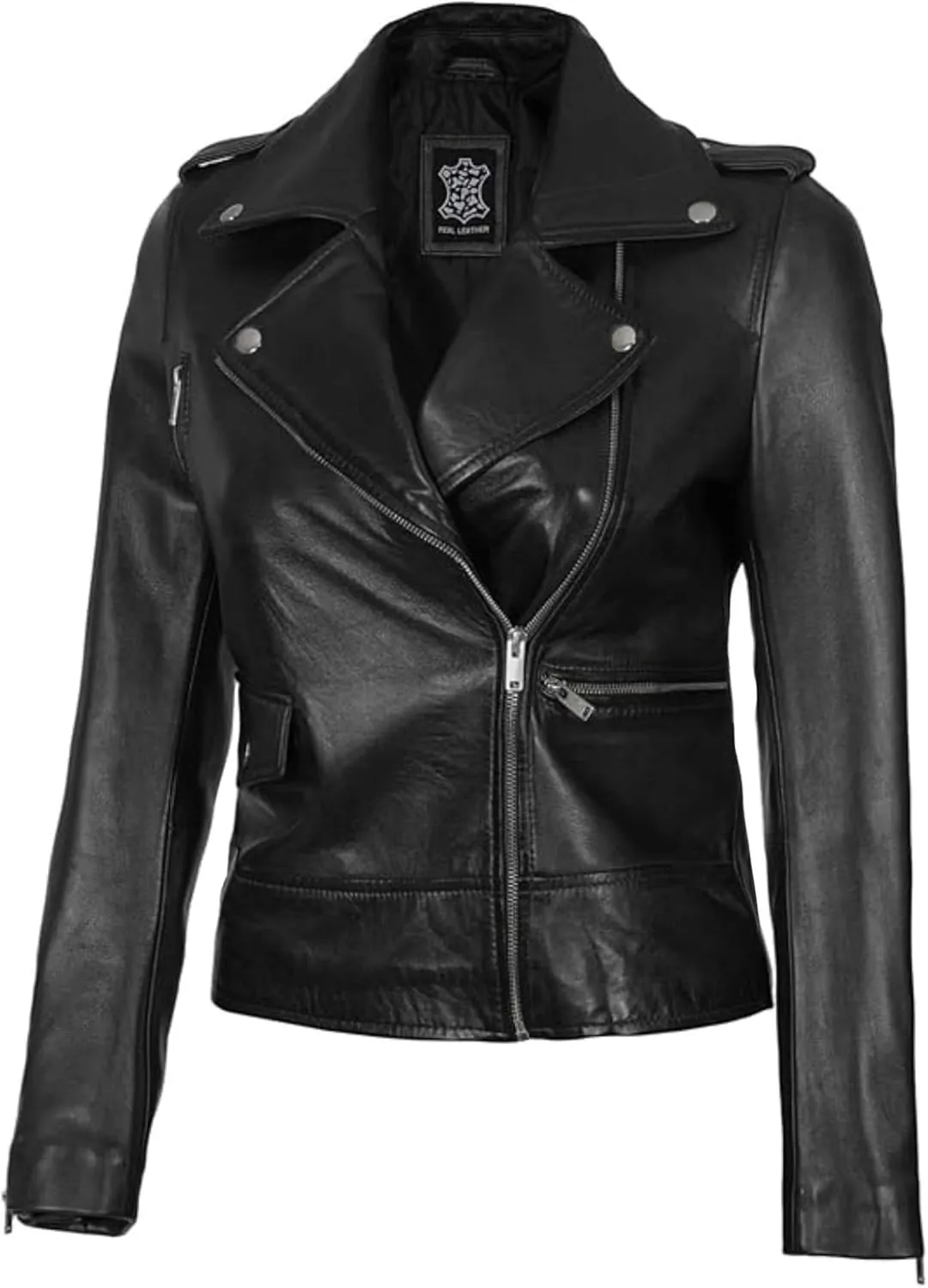 Decrum Asymmetrical Real Leather Jacket Women – Trendy Fashion Lambskin Womens Leather Jacket