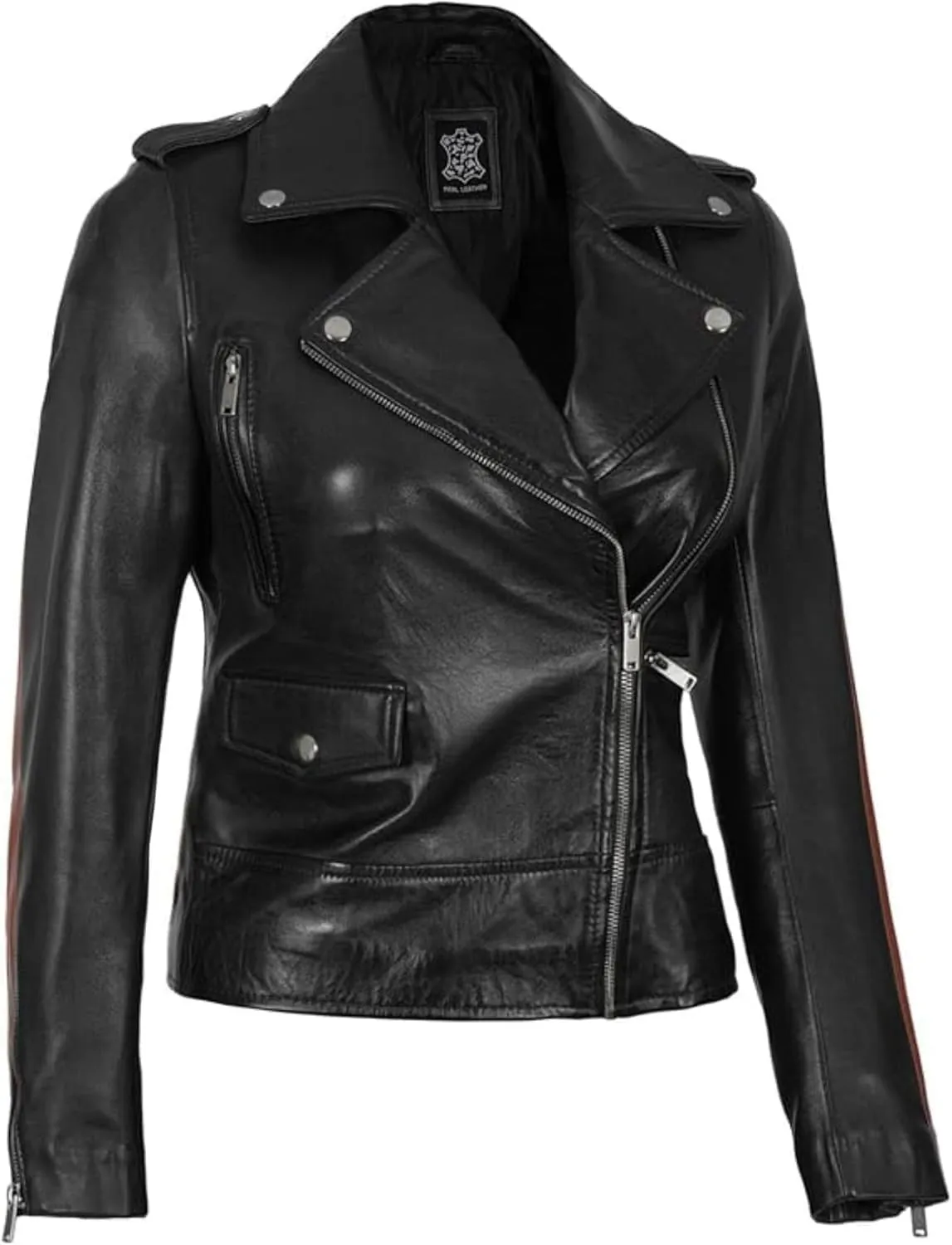 Decrum Asymmetrical Real Leather Jacket Women – Trendy Fashion Lambskin Womens Leather Jacket