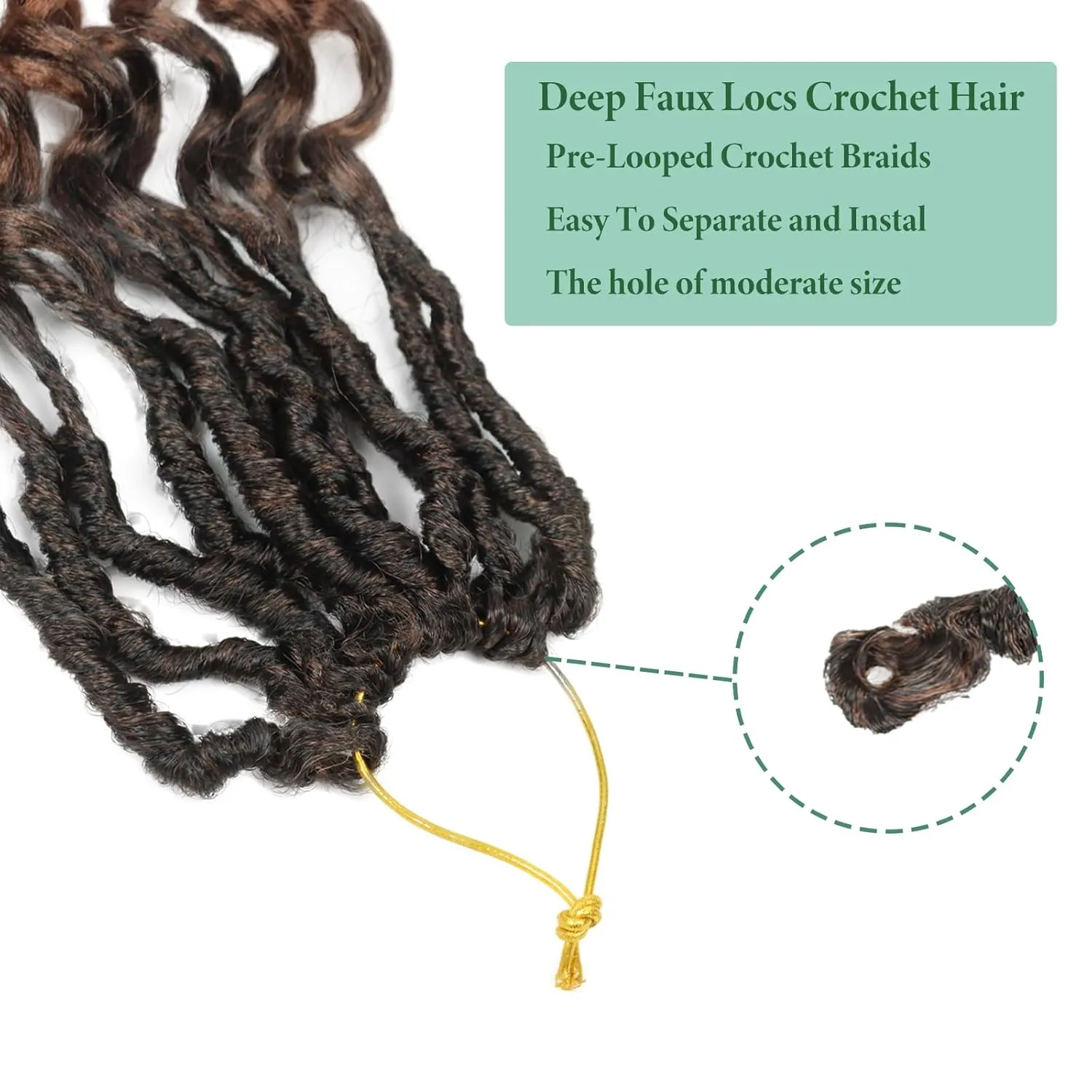 Deep Faux Locs Crochet Hair 14 Inch 8 Packs Goddess Locs Crochet Hair Pre Looped Curly Crochet Hair for Black Women Soft Locs Crochet Braids with Curly Ends (Black mixed Dark Brown)