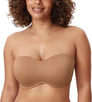 DELIMIRA Women's Strapless Bra Minimizer Seamless Underwire Unlined Bandeau for Big Bust