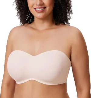 DELIMIRA Women's Strapless Bra Minimizer Seamless Underwire Unlined Bandeau for Big Bust