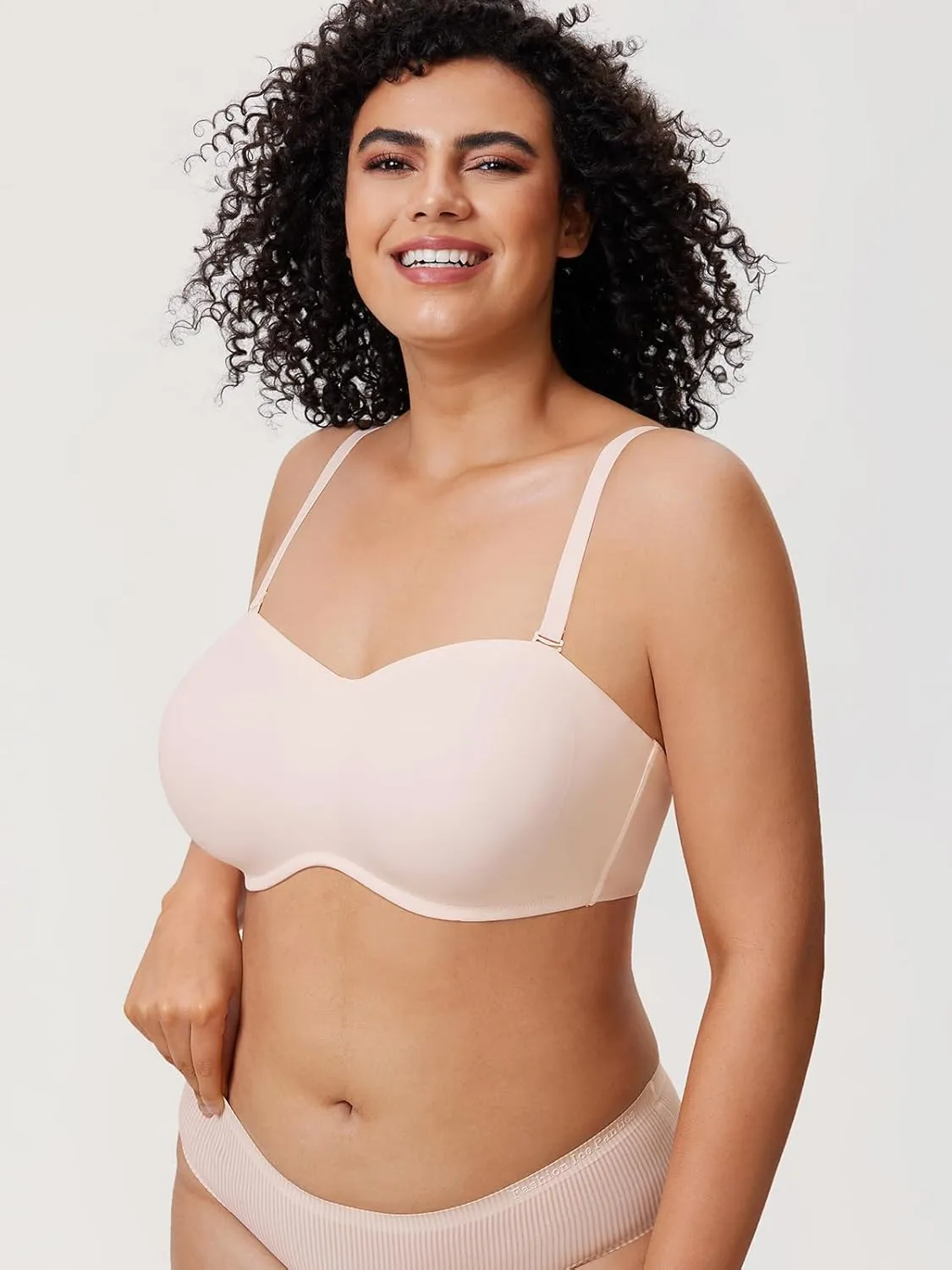 DELIMIRA Women's Strapless Bra Minimizer Seamless Underwire Unlined Bandeau for Big Bust