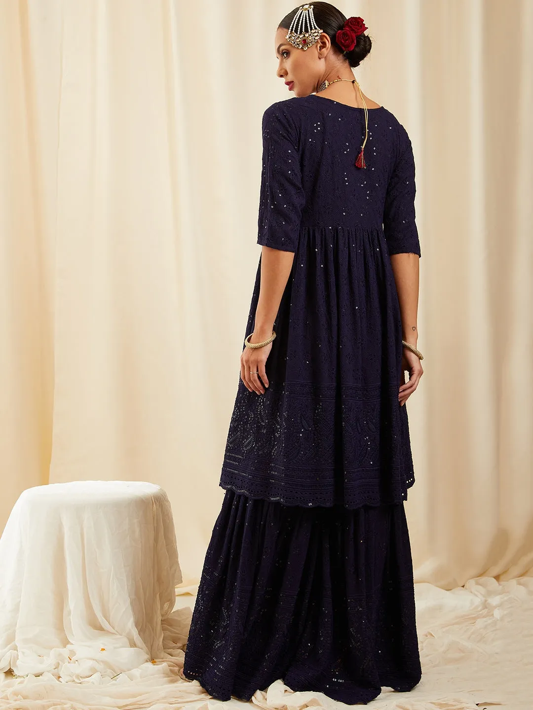 Denim Blue Chikankari Set