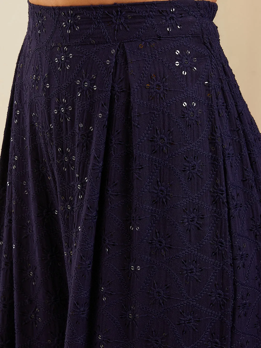 Denim Blue Chikankari Set