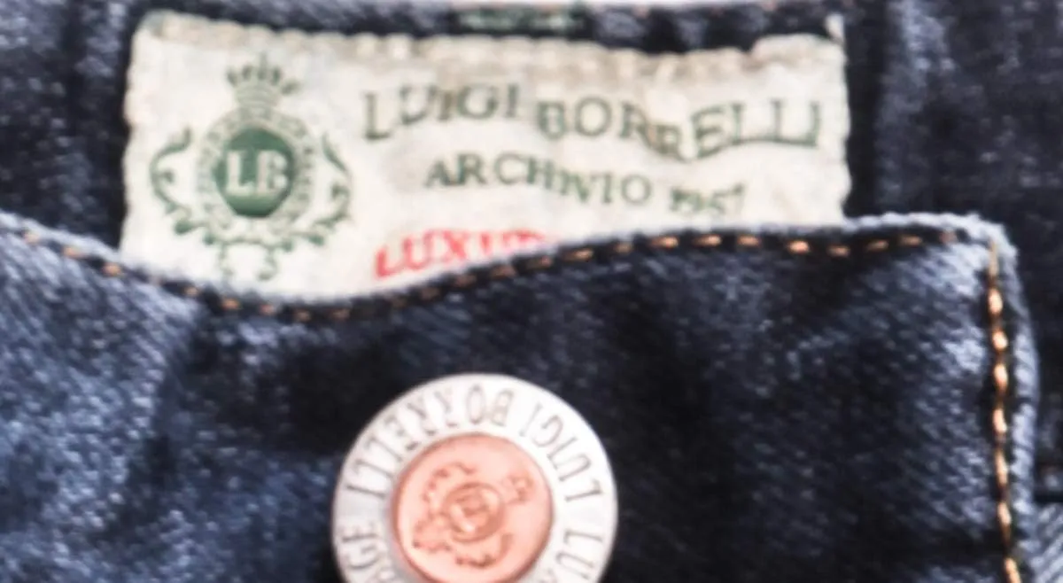 Denim Blue Solid Cotton Blend Pants - Slim