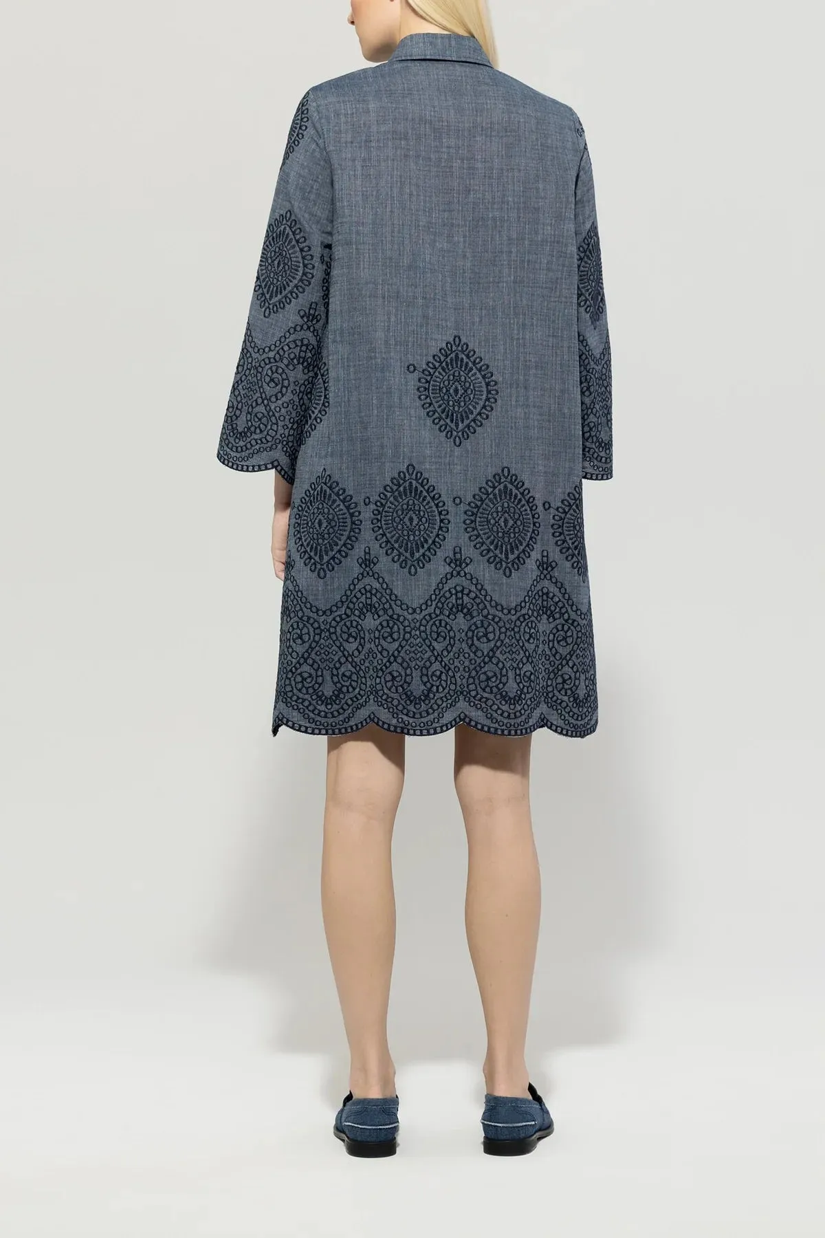 Denim Dress with Embroidered Pattern