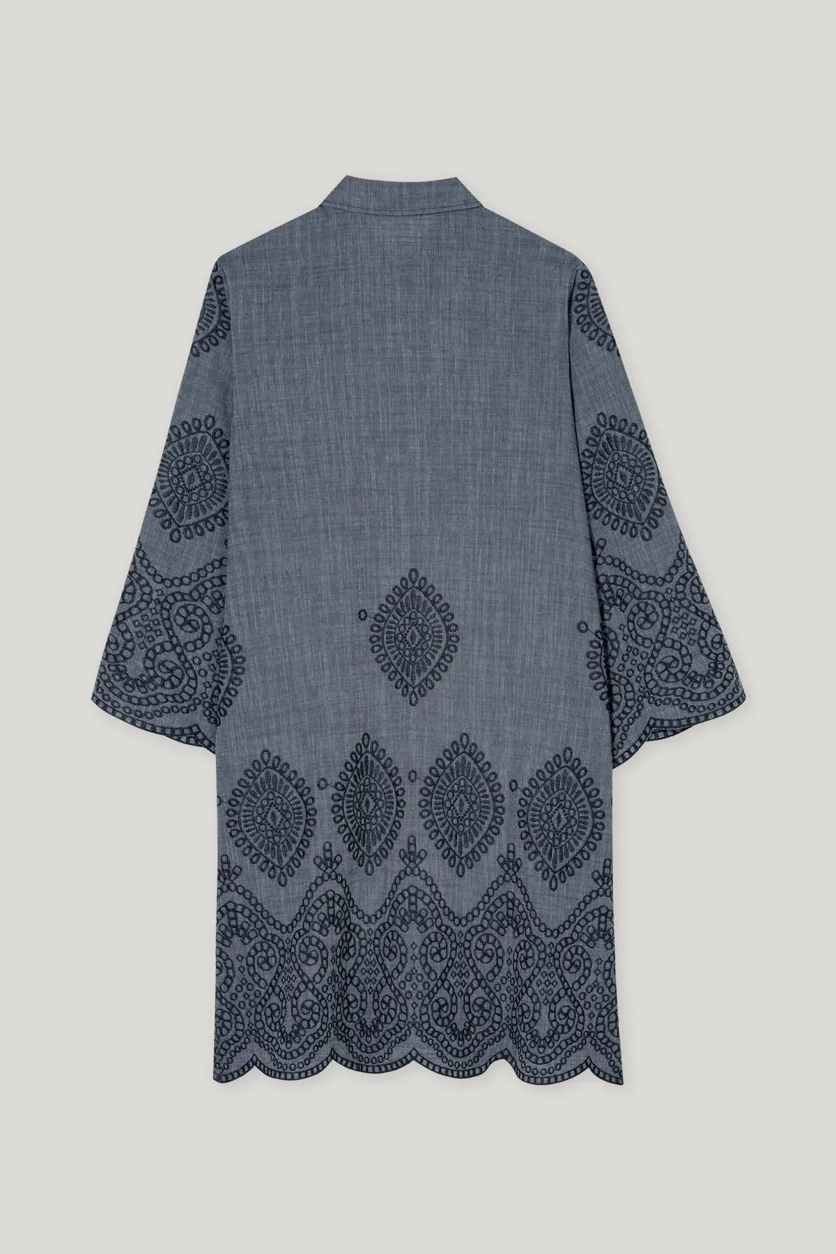Denim Dress with Embroidered Pattern
