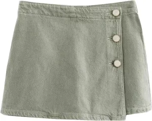 Denim Skort for Women Casual Jean Skirt Country Concert Outfits Cargo Wrap Skirt with Pockets 2024