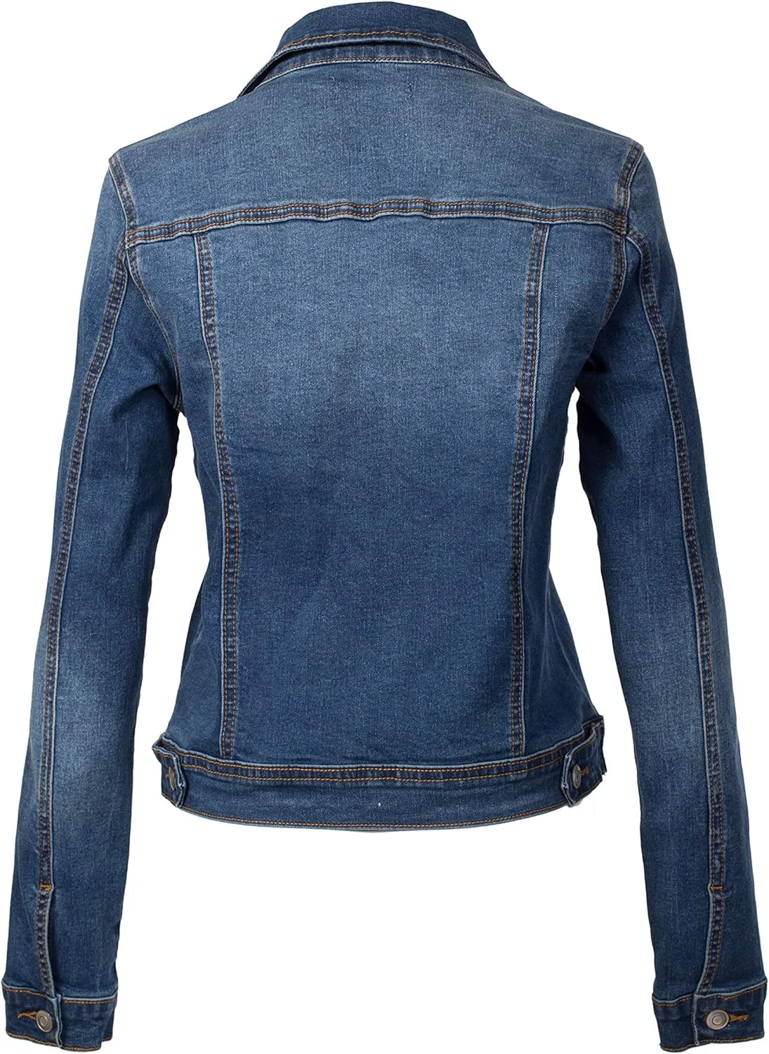 Design by Olivia Women's Classic/Destroyed Vintage Washed Long Sleeve Denim Jean Jacket