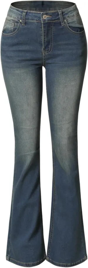 Design by Olivia Women's Sexy Stylish Flare Bell Bottom Slim Bootcut Jean