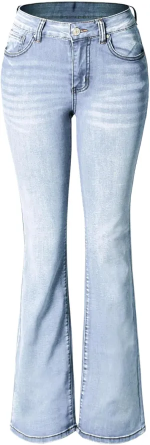 Design by Olivia Women's Sexy Stylish Flare Bell Bottom Slim Bootcut Jean