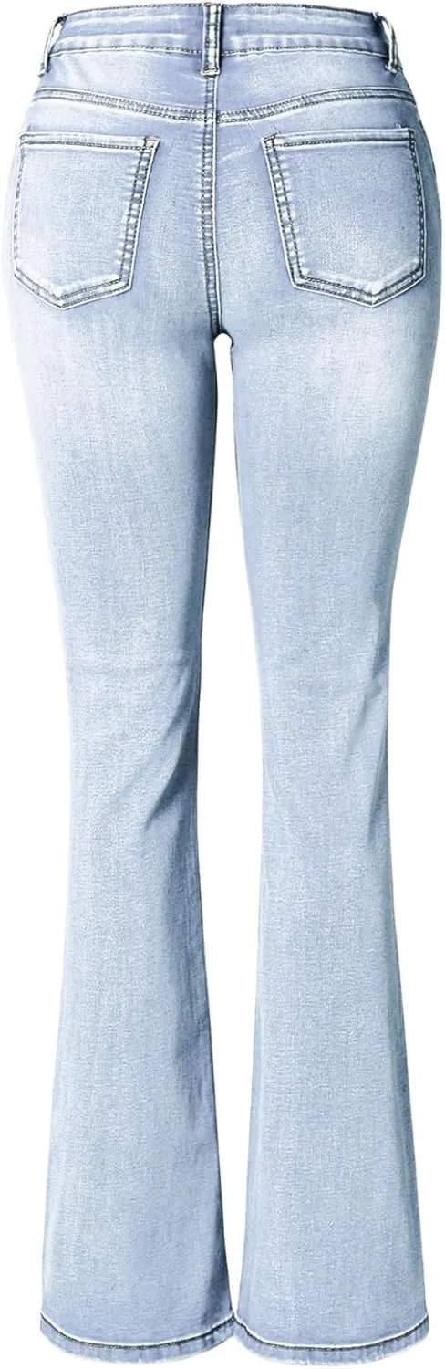 Design by Olivia Women's Sexy Stylish Flare Bell Bottom Slim Bootcut Jean