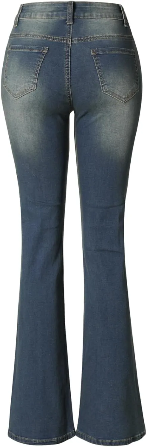 Design by Olivia Women's Sexy Stylish Flare Bell Bottom Slim Bootcut Jean