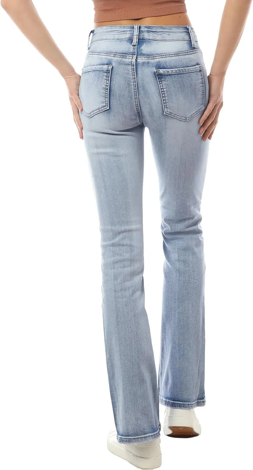 Design by Olivia Women's Sexy Stylish Flare Bell Bottom Slim Bootcut Jean