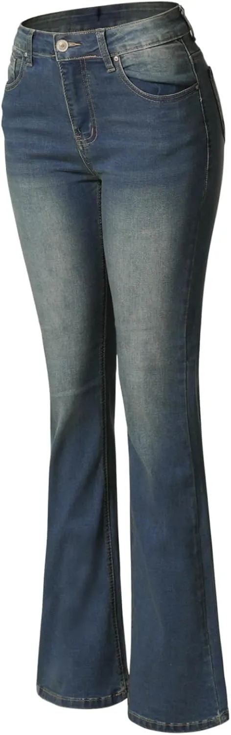 Design by Olivia Women's Sexy Stylish Flare Bell Bottom Slim Bootcut Jean