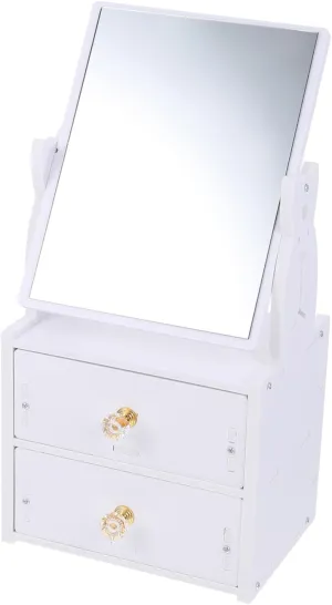 Desktop Cosmetic Mirror Storage Box Makeup Organizer for Bedroom Non-Skid Design Multifunctional Elegant Tabletop Vanity for Daily Use and Makeup Tools