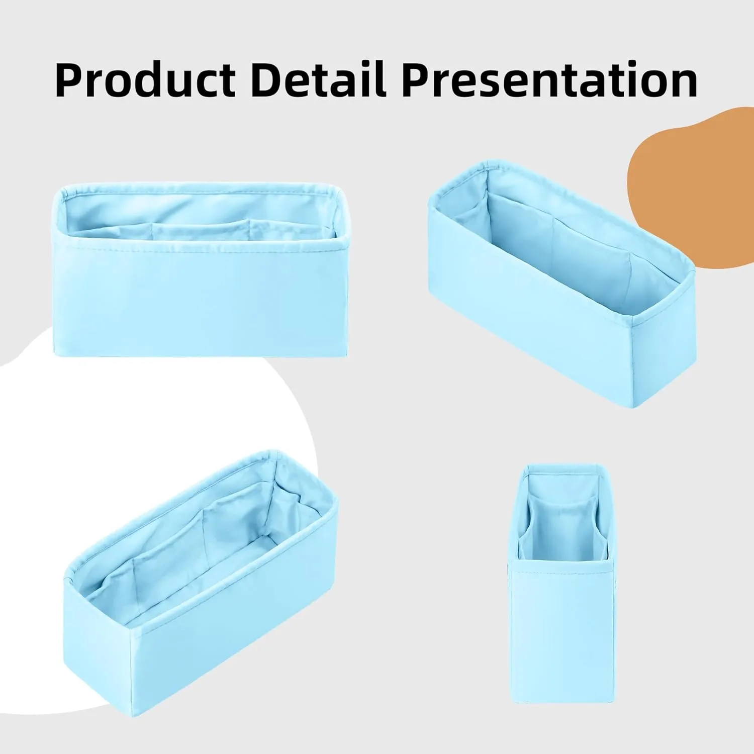 DGAZ Silk Purse Organizer Insert Fits Dior D-joy Bags,Silky Smooth Bag Organizer，Luxury Handbag & Tote Shaper(Candy Blue,D-joy S)