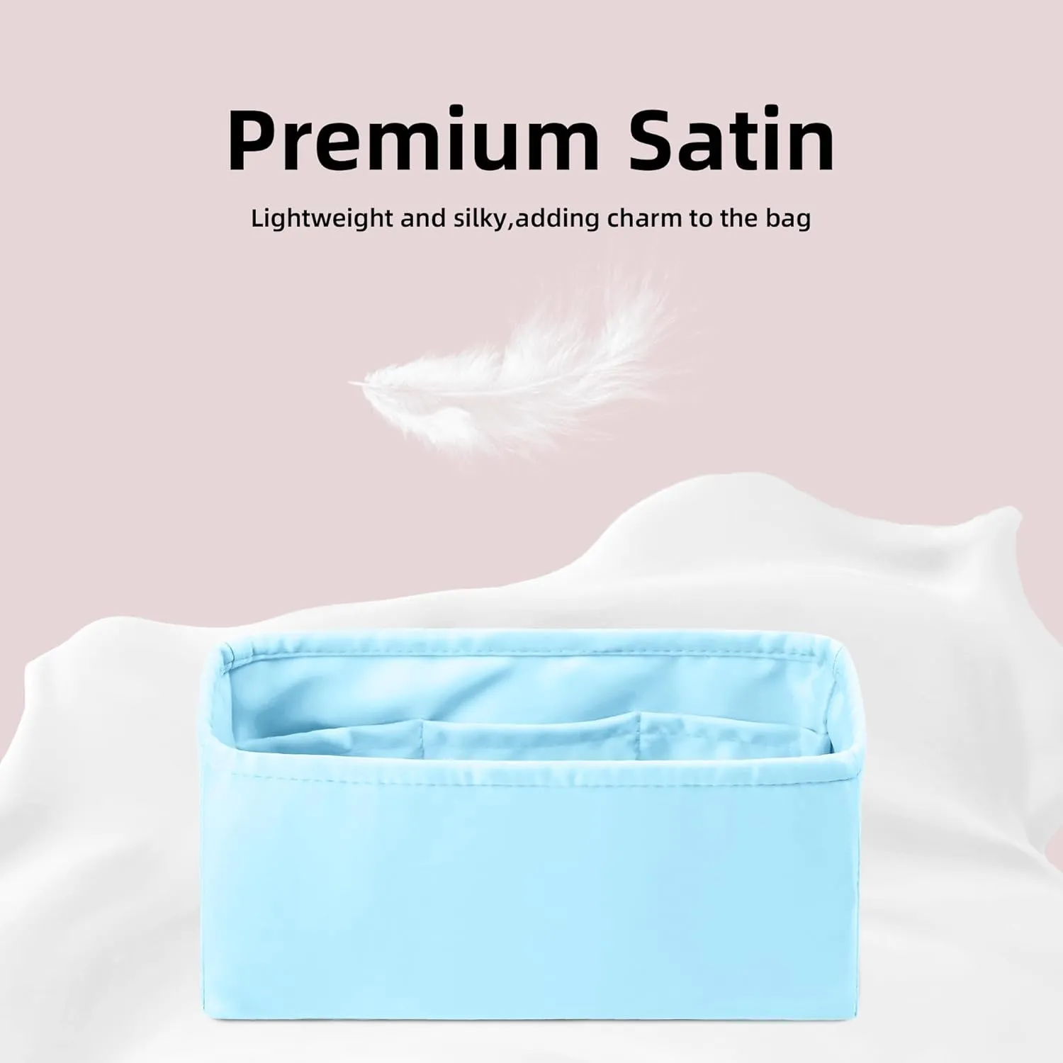DGAZ Silk Purse Organizer Insert Fits Dior D-joy Bags,Silky Smooth Bag Organizer，Luxury Handbag & Tote Shaper(Candy Blue,D-joy S)