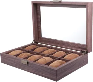 Didiseaon Elegant 10 Slots Watch Box Wood Grain Pu Leather Watch Holder Display Case for Jewelry Organizer