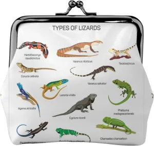 Different Types of Lizard print Coin Purse with Kiss Lock Buckle Small Change Purse Card Holder Coin Pouch for Women
