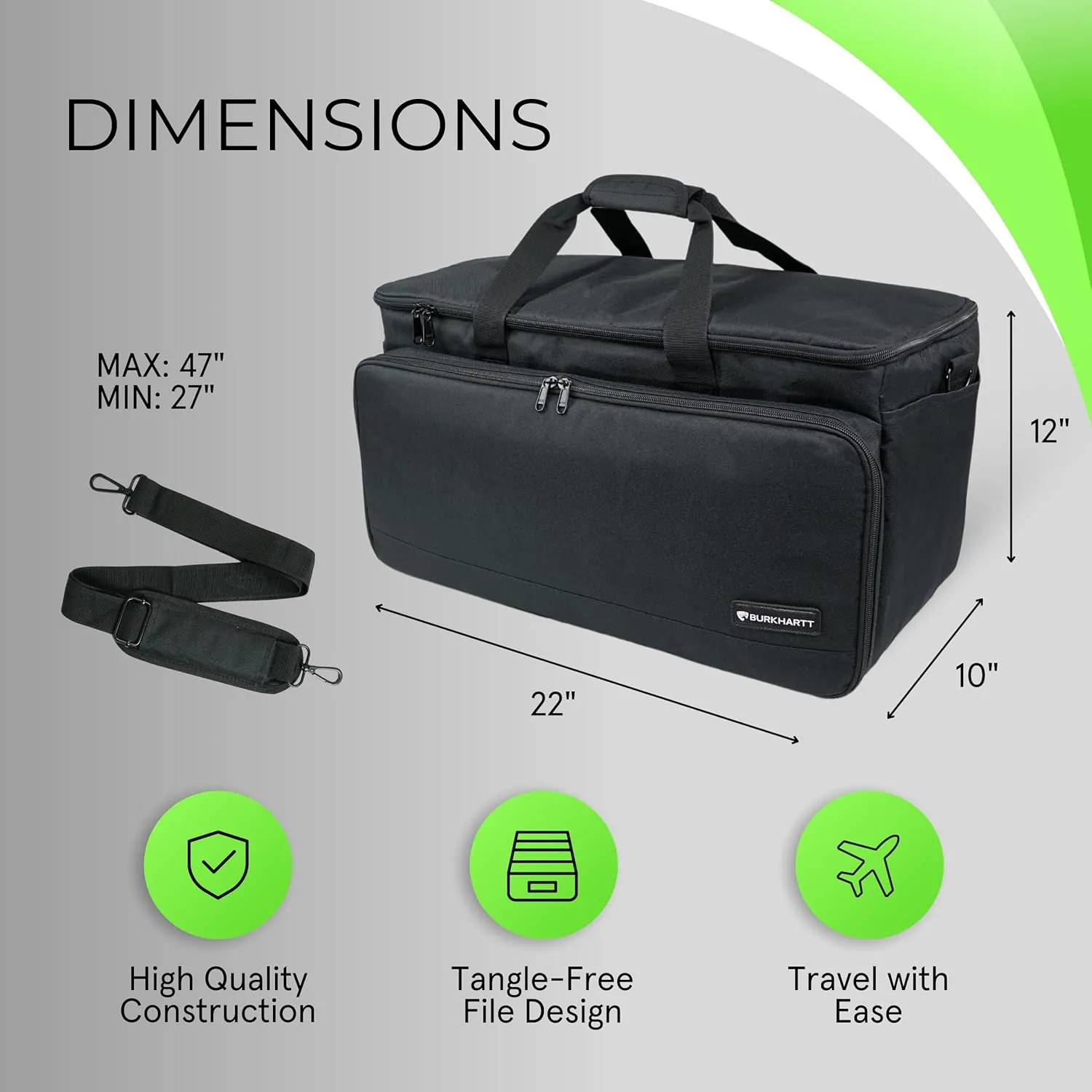 Dj Gig Bag with Detachable Dividers & Padded Laptop Pouch – Cable Bag for Djs, Guitarists, & Sound Technicians – Dj Bag with Travel Trolley Sleeve – Cable Organizer Case for Dj Equipment – Green