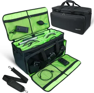 Dj Gig Bag with Detachable Dividers & Padded Laptop Pouch – Cable Bag for Djs, Guitarists, & Sound Technicians – Dj Bag with Travel Trolley Sleeve – Cable Organizer Case for Dj Equipment – Green