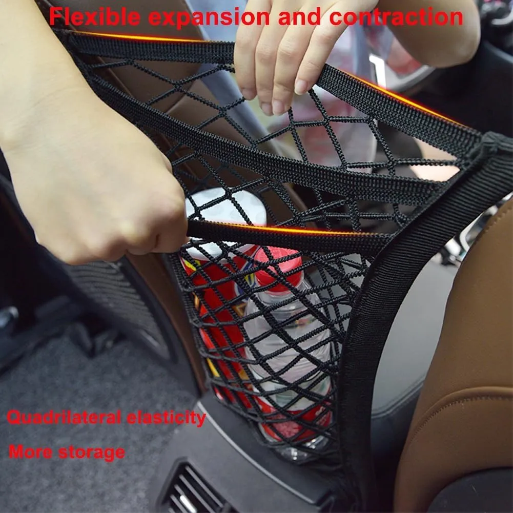 Dog Pet Net Barrier for 2022 2023 2024 2025 Toyota Tundra/Sequoia, 3-Layer Car Seat Back Net Organizer Car Divider & Storage Bag for Driving Safely with Children & Pets,S