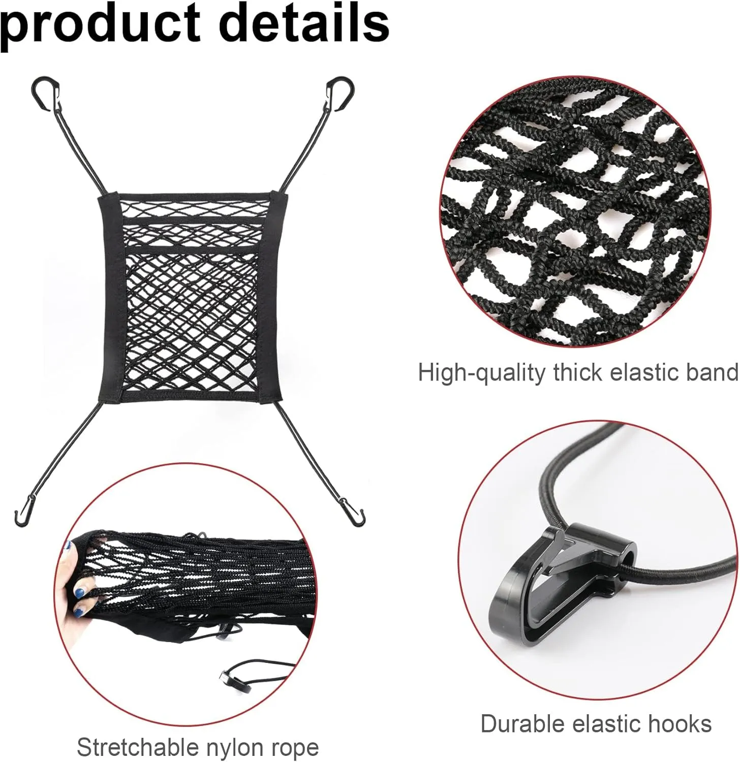 Dog Pet Net Barrier for 2022 2023 2024 2025 Toyota Tundra/Sequoia, 3-Layer Car Seat Back Net Organizer Car Divider & Storage Bag for Driving Safely with Children & Pets,S