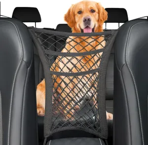 Dog Pet Net Barrier for 2022 2023 2024 2025 Toyota Tundra/Sequoia, 3-Layer Car Seat Back Net Organizer Car Divider & Storage Bag for Driving Safely with Children & Pets,S