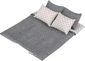 Dollhouse Bedding, 5 Piece Set with Comforter & Pillows, Blanket, Realistic Bedroom Accessories for 12 inch Dolls, 1/6 Scale