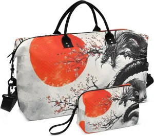Dragon Cherry Moon Duffel Bag for Traveling, Travel Bag Gym Bag, with Multiple Interior Pockets Shoulder Weekender Bag for Women Men with Toiletry Bag 20.5L x 7.9W x 13.8H