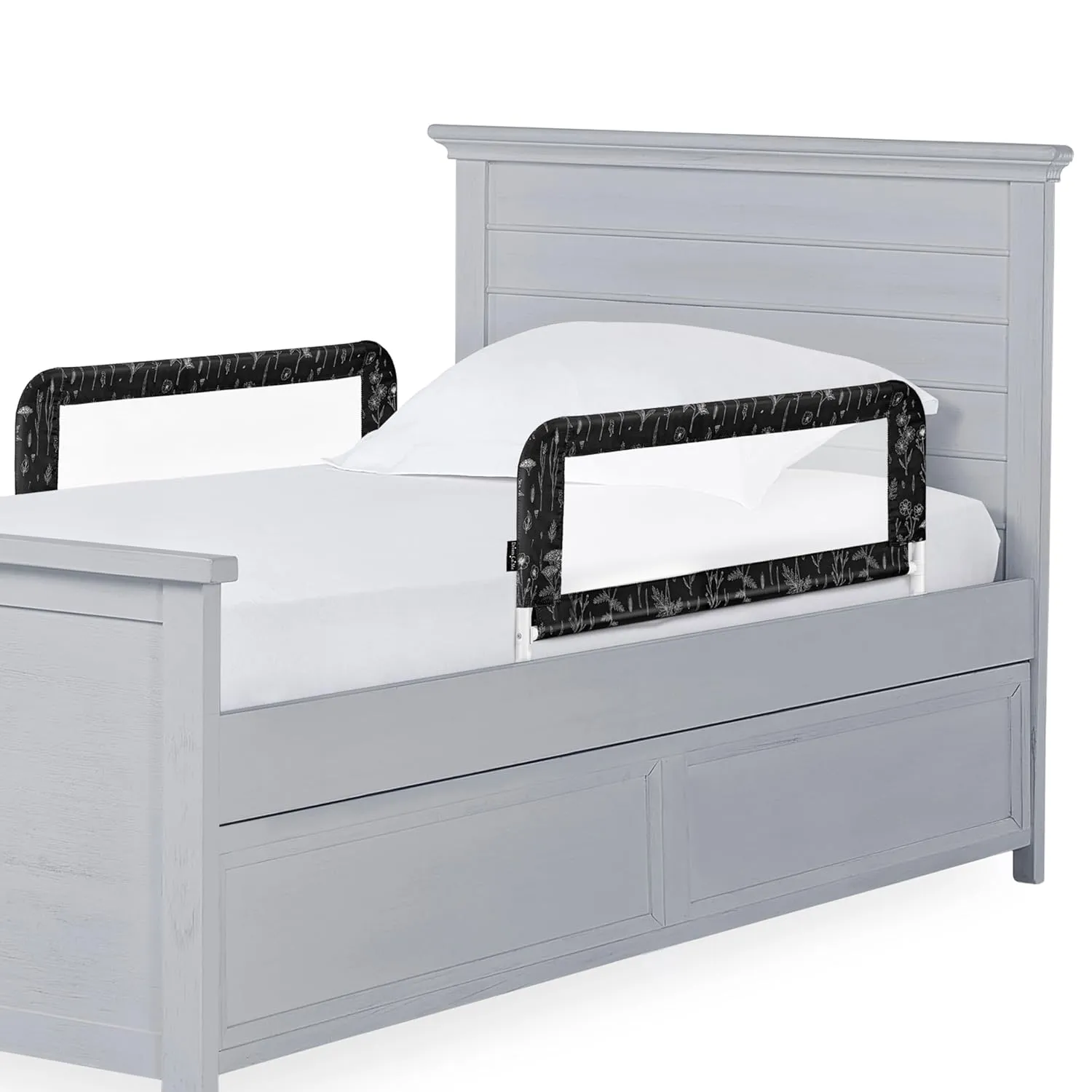 Dream On Me Lightweight Mesh Security Adjustable Bed Rail Double Pack with Breathable Mesh Fabric in Black and White, 2 Count (Pack of 1)